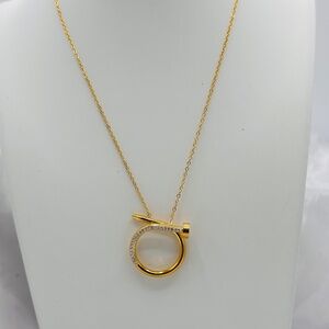18K Gold Plated Luxury Zircon Nail Necklace